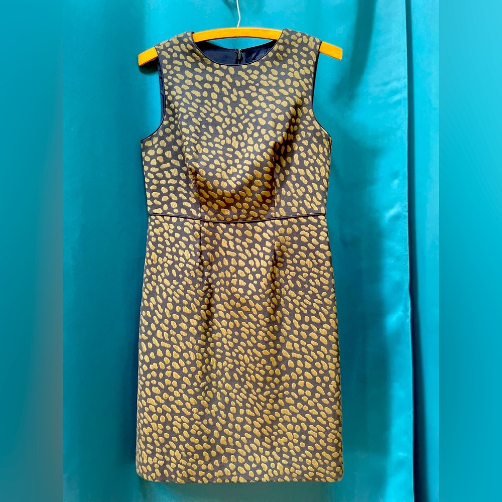 Ann Taylor 2P Black and Gold Leopard Print Dress